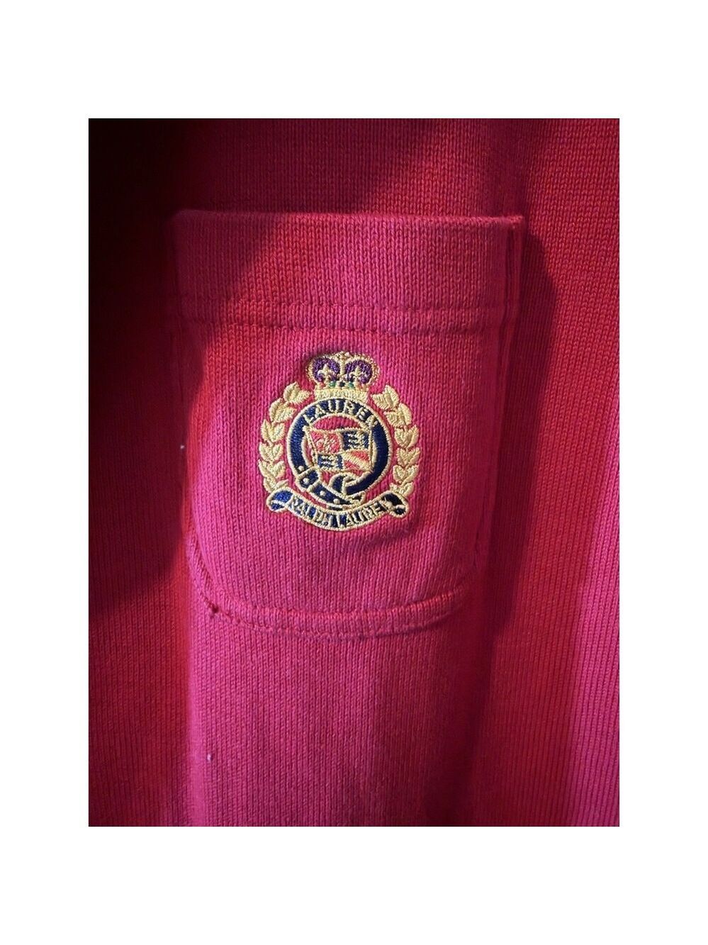 Lauren Ralph Lauren Royal Crest Sweater Cardigan PETITE Large PL Vintage - Picture 3 of 11